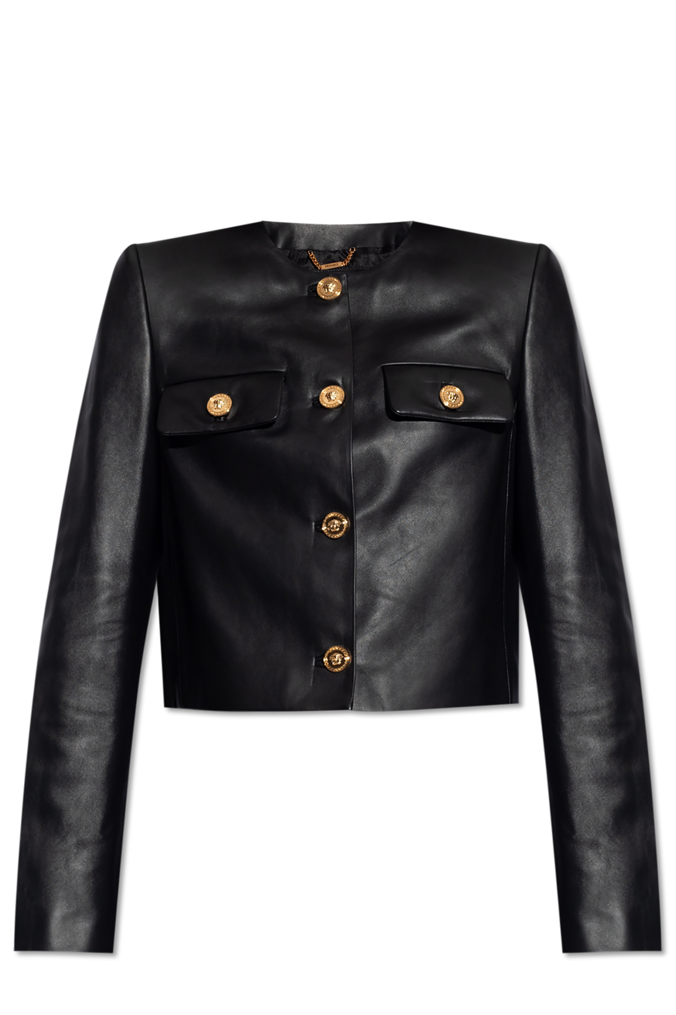 Versace women's leather on sale jacket